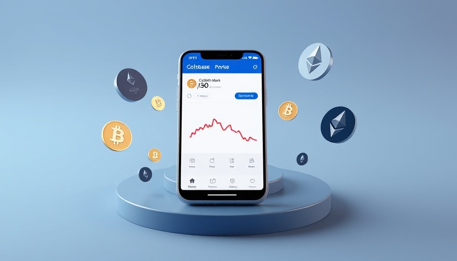 Graph showing Coinbase transaction revenue drop on smartphone screen.