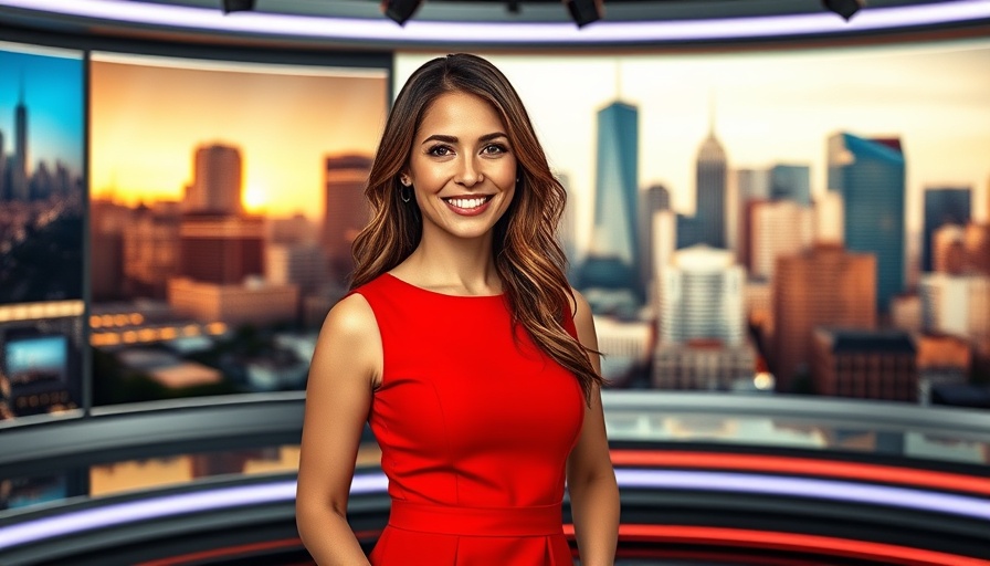 Smiling woman in red dress at First Coast News studio, Katie Jeffries leaves First Coast News