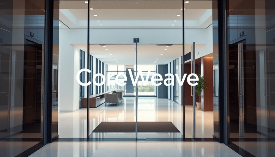 CoreWeave corporate office entrance showcasing the company logo.