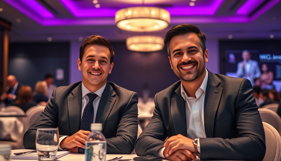 Two men smiling at a conference table, highlighting AI blueprint discussion.
