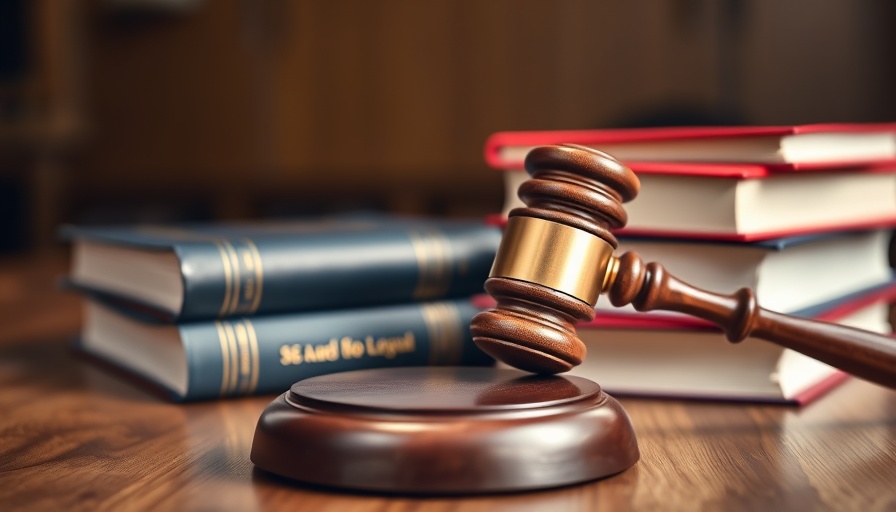 Legal setting with gavel and books related to AI video court impact statements.