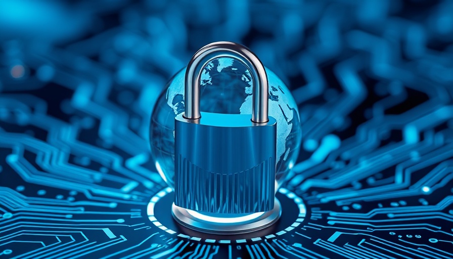 Futuristic padlock and globe on digital board, representing AI security.