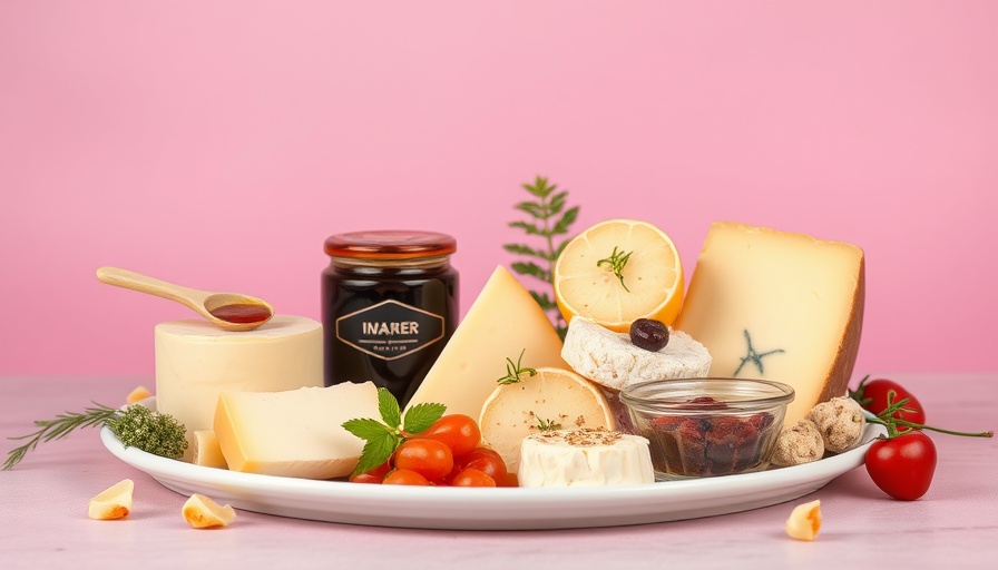 Best Gourmet Food Gifts 2025: Gourmet cheese and jam platter with a branded box.