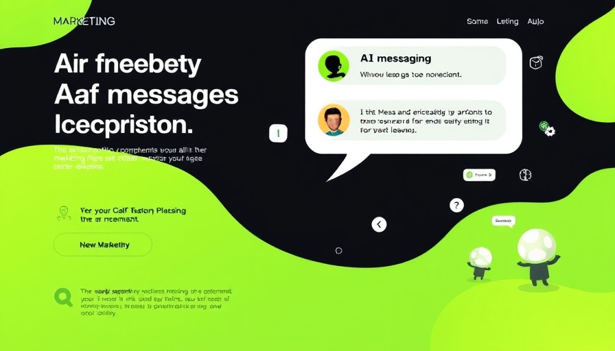 Modern marketing graphic featuring AI messaging in SaaS platforms