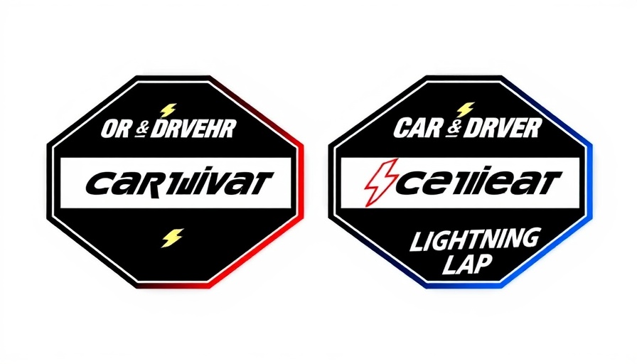 Four octagonal badges with 'Car and Driver' text design.