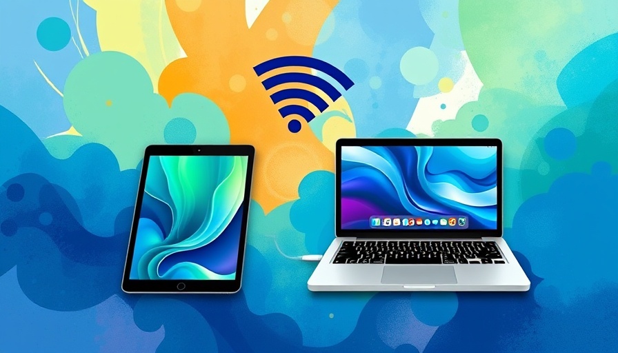 Illustration showing how to use iPad as a second monitor with Mac.