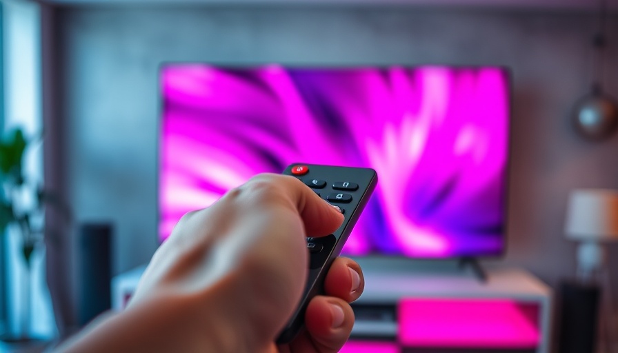 Interactive TV advertising remote control close-up.