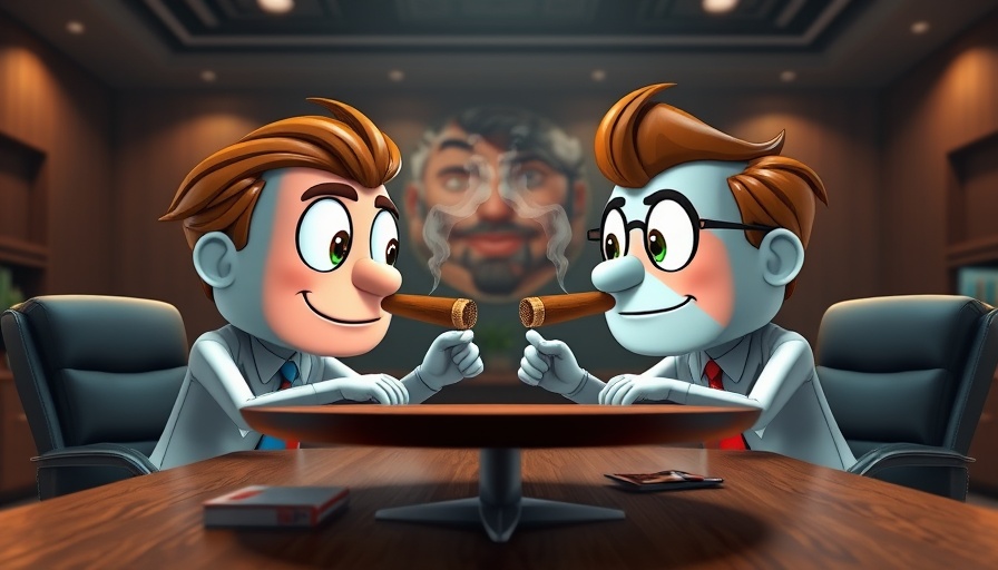 OpenAI Microsoft negotiations cartoon characters smoking cigars.