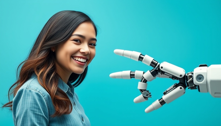 Playful interaction between young woman and robotic hand highlighting AI trust issues.