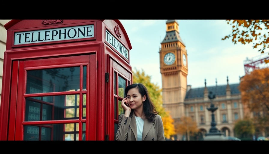 Iconic red telephone booth with London backdrop, symbolizing UK tech scaleups entering TECH5.
