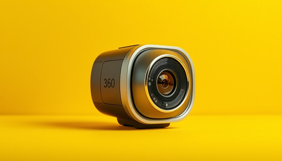Sleek 360 camera on yellow background, Best 360 Cameras 2025.