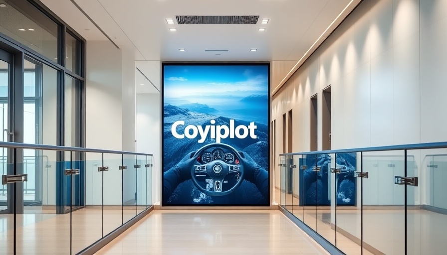 Microsoft Build AI Innovations 2025 - Copilot poster in modern hallway.