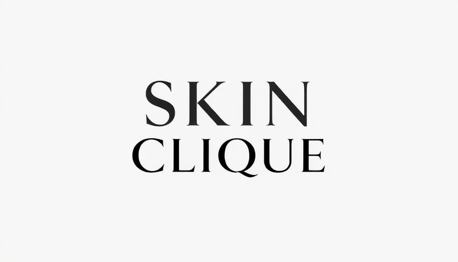 Minimalist 'Skin Clique' text with white background for virtual esthetician program