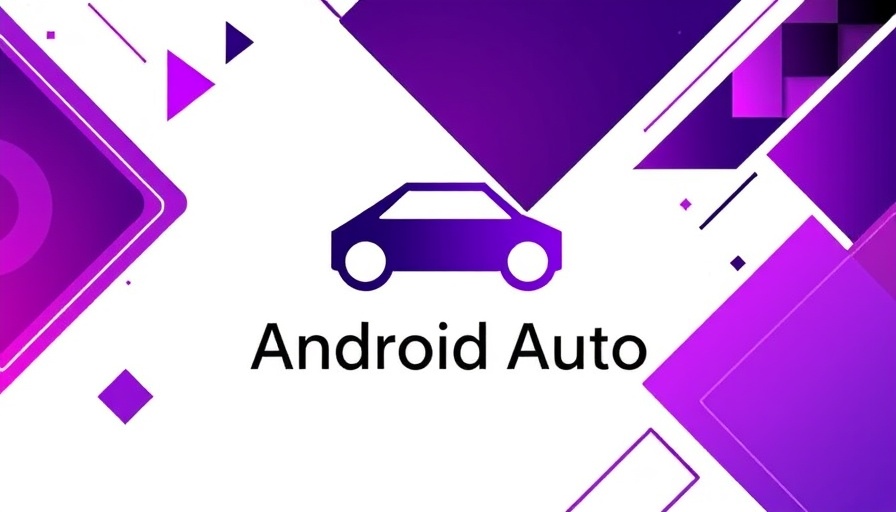 Gemini Android Auto productivity logo with geometric abstract background