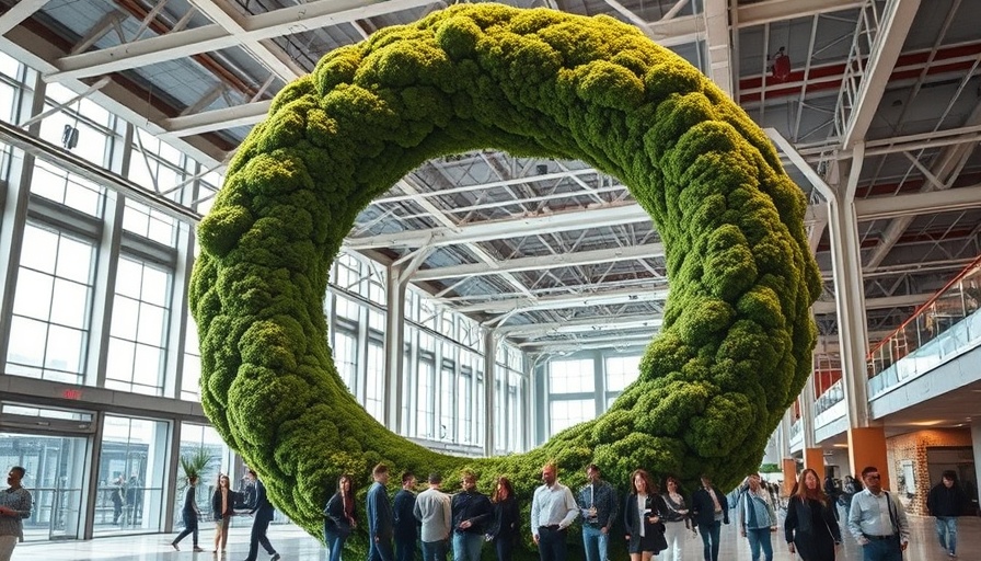 ADWEEK at C2 Montréal event with large moss sculpture.
