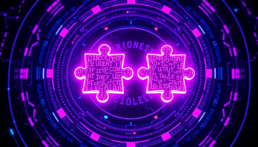 Digital puzzle pieces interlocked on binary background illustrating a process reasoning engine.