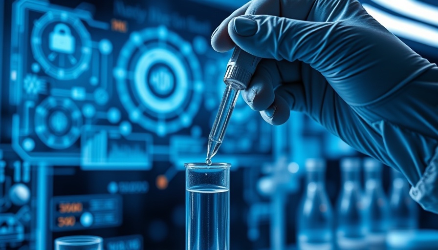 AI-driven drug discovery lab with digital graphics for IBD.