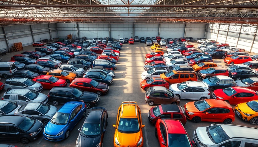 Wholesale used vehicles in a large car lot, showcasing variety and abundance.