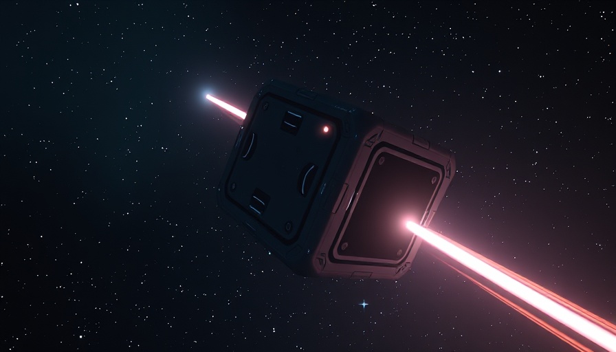 Cube-shaped satellite in space, showcasing space manufacturing innovations.