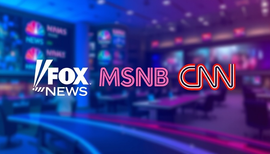 Evening Cable News Ratings graphic with network logos on abstract background.