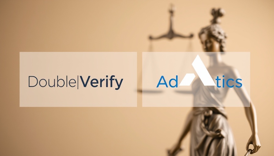 DoubleVerify and Adalytics logos on a justice-themed background