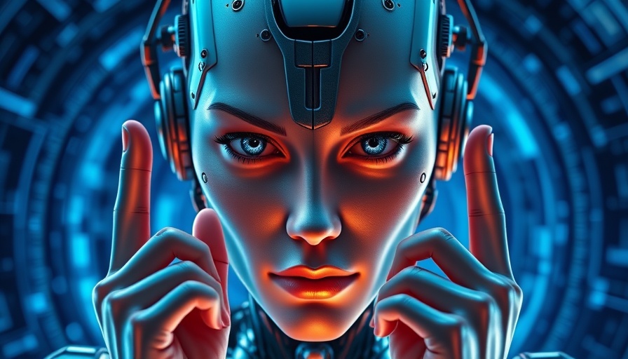 Futuristic split-faced humanoid in digital ecosystem, Smart AI Agent Ecosystem