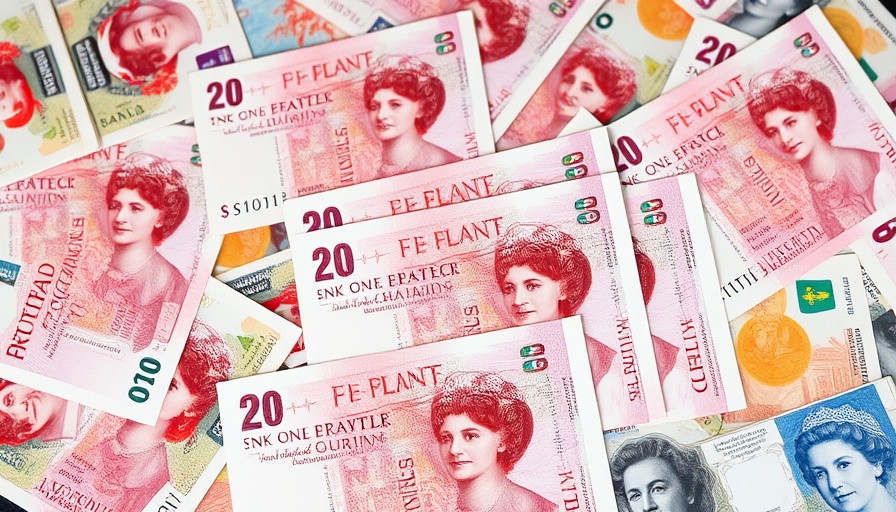 Scattered British banknotes representing wealth and currency.