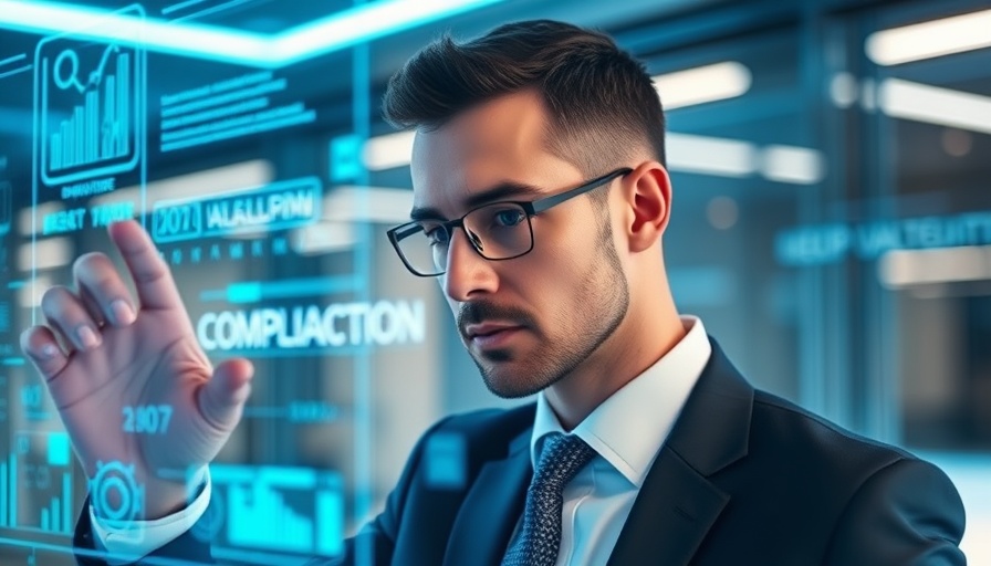 Businessman pointing at digital compliance interface, TCPA compliance.