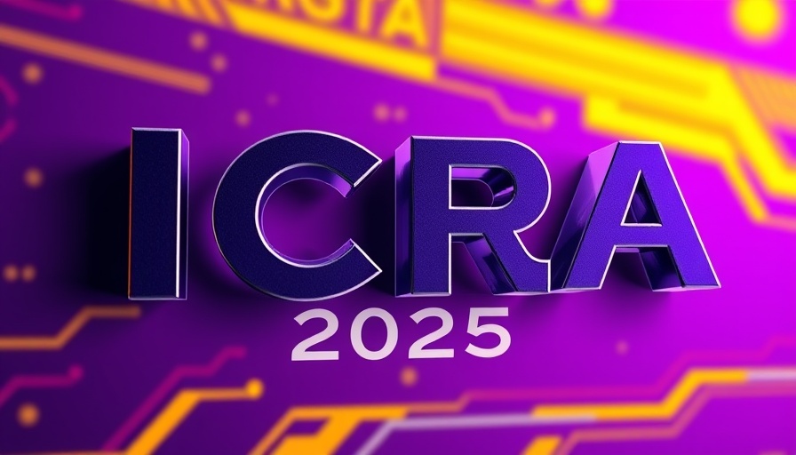 ICRA 2025 robotics conference logo with mechanical elements.