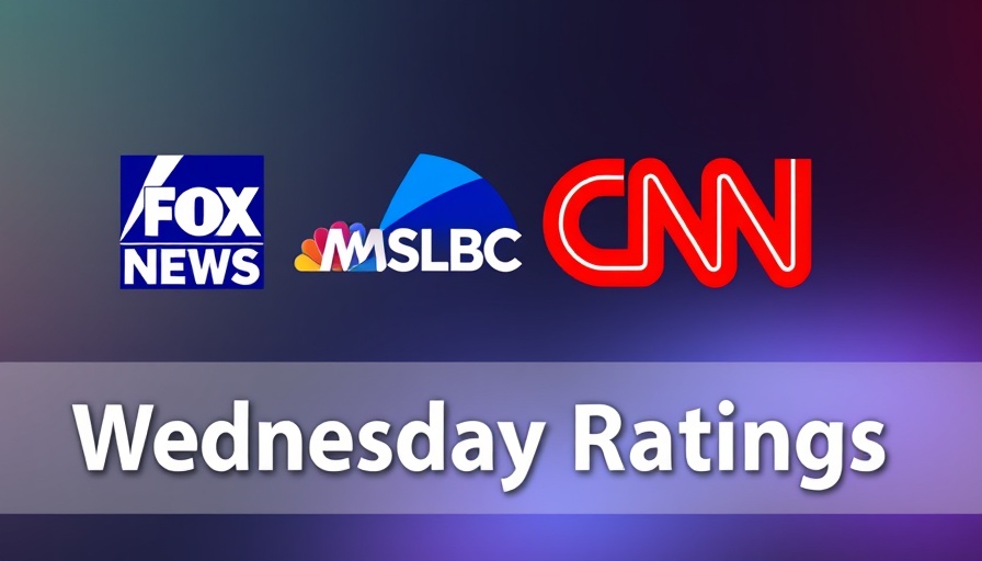 Evening cable news ratings graphic with channel logos and ratings text.