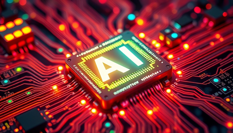 Advanced AI microchip in futuristic digital network.