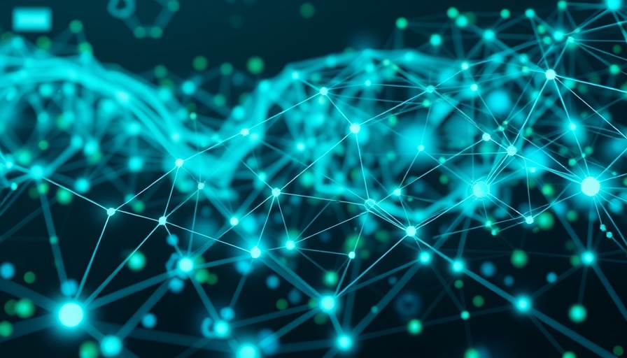 Abstract visualization of supply chain carbon footprints, network nodes.