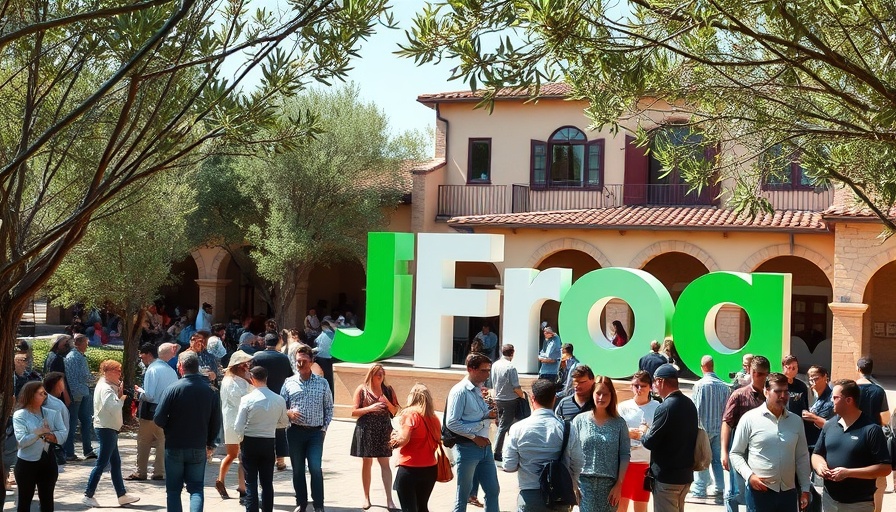 Tech conference for secure software supply chain, outdoor JFrog sign.