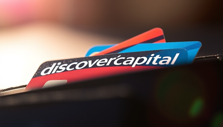 Capital One Discover cards close-up on red background.