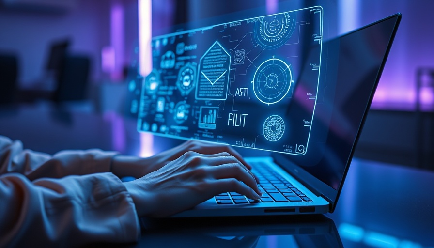 Person using laptop with holographic interface for AI memory bottleneck solutions