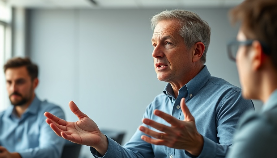 Middle-aged man discussing AI infrastructure strategy at a conference.