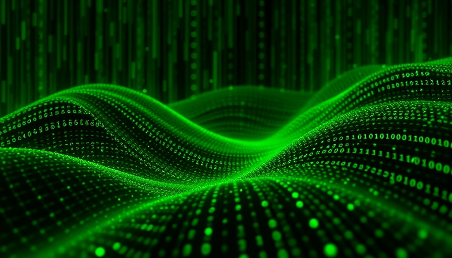 Digital green binary code backdrop symbolizing Gravitee API Management Funding.