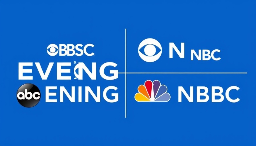 Graphic comparing evening news ratings for CBS, ABC, NBC.