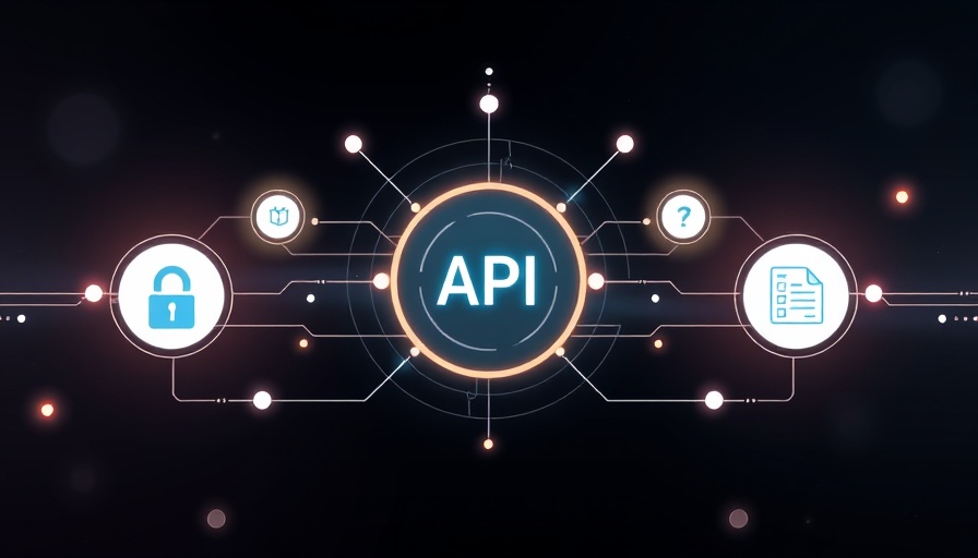 API management solutions network illustration with central icon and elements