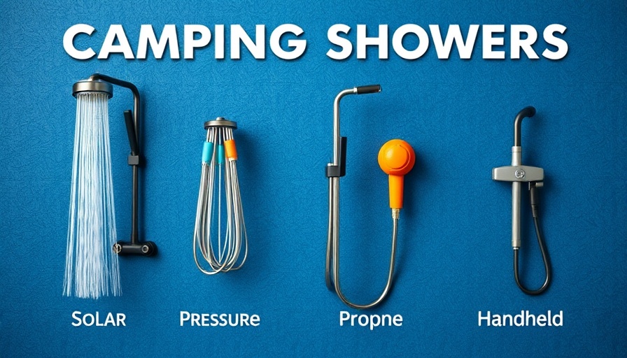 Top camping showers for RVs in 2025, informative graphic.