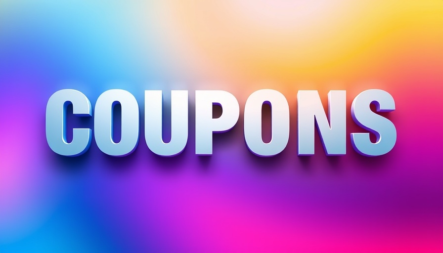 Colorful gradient 'COUPONS' text poster