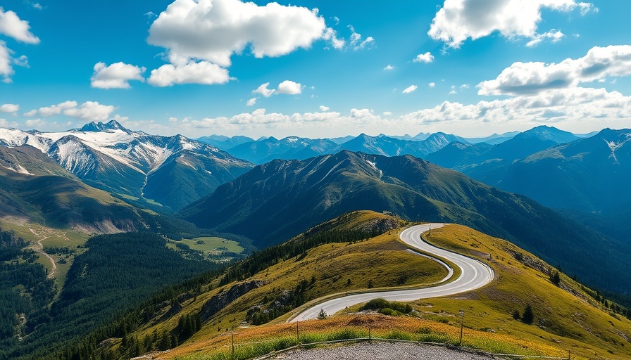 Scenic mountain road in a national park under a bright sky