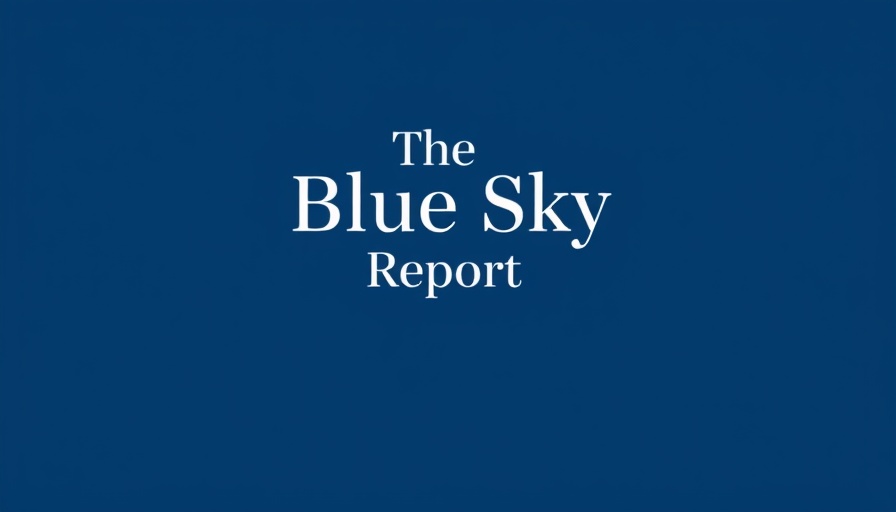 Minimalistic Blue Sky Report cover detailing dealership M&A tariffs 2025.