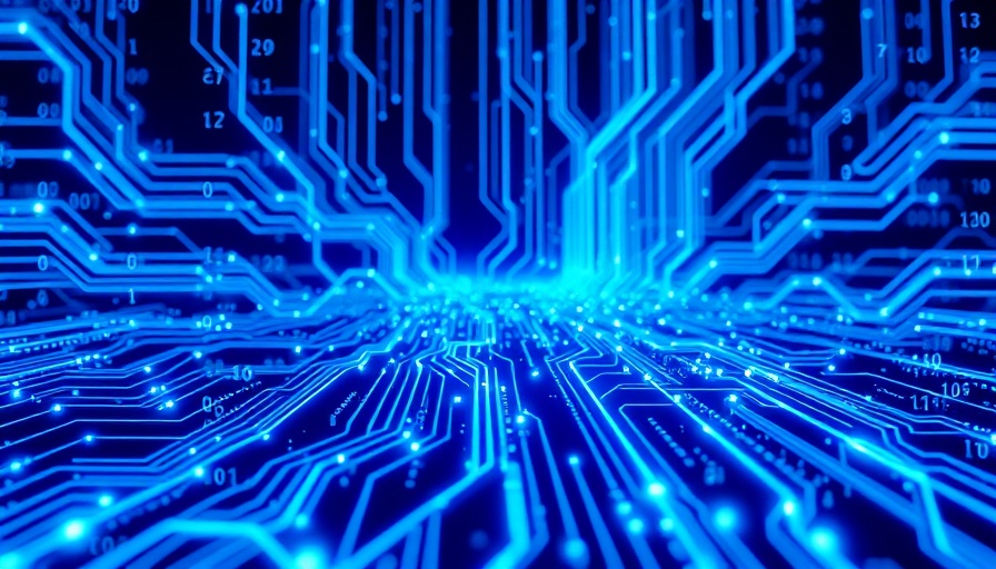 Futuristic digital circuit board with binary codes for Dynamic Suite Snowflake Native Apps