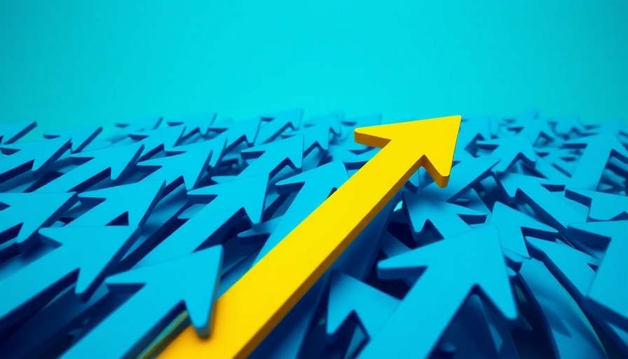 Unlocking Value in Large Medtechs represented by a yellow arrow leading among blue arrows.