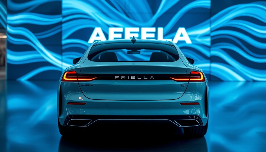 Futuristic showroom with Honda car Afeela model.