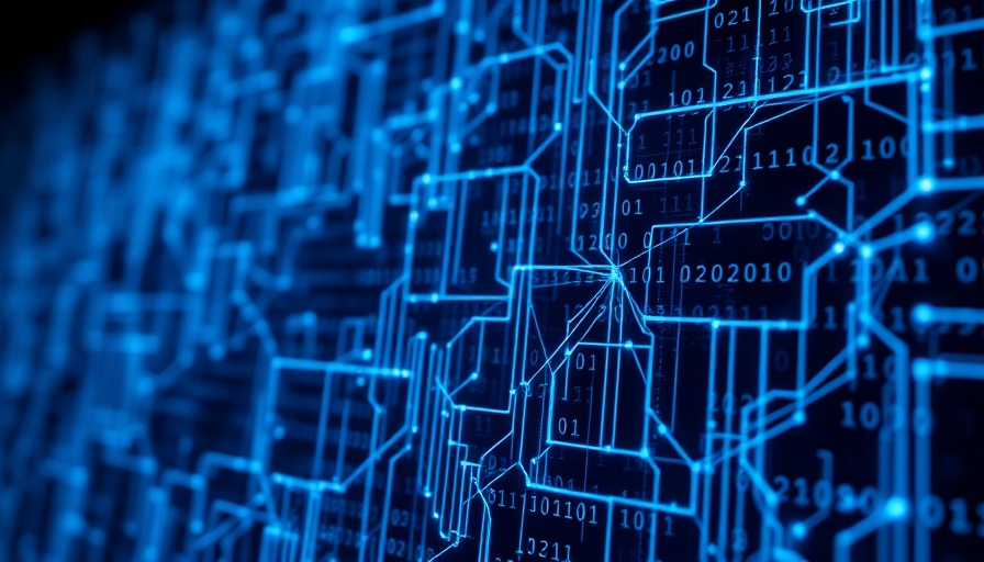 Glowing binary code illustrating AI-powered ethics and compliance solutions.