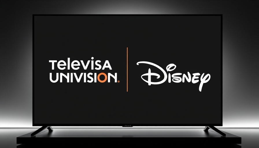 Logos of TelevisaUnivision and Disney on TV screen, digital design