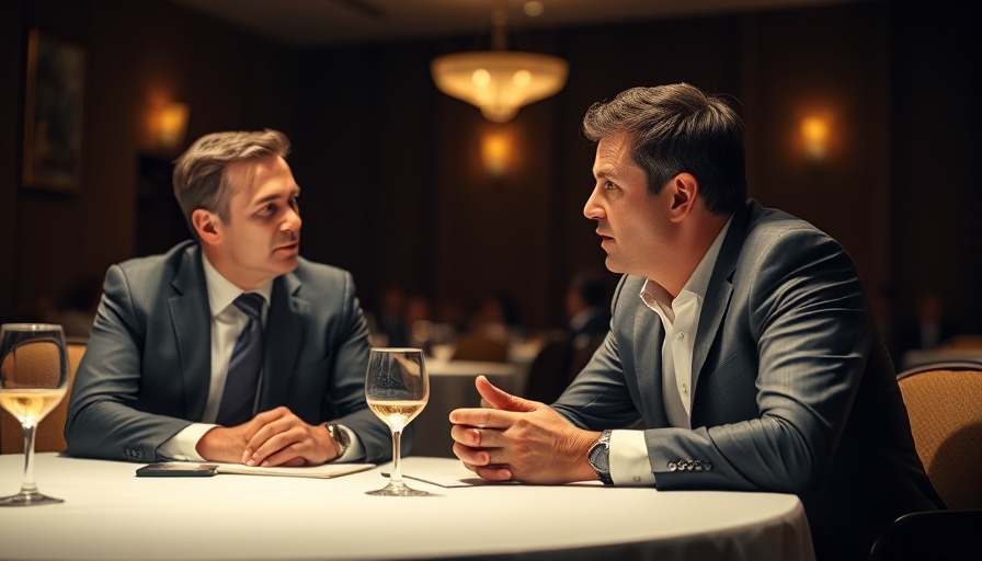 Two men discussing at a conference table, enterprise AI integration strategy context.