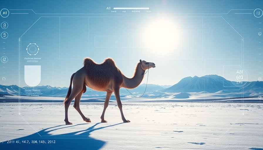 AI content detector showing camel in snowy landscape interface